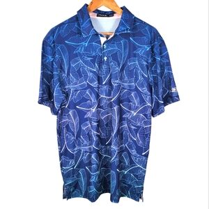 Dvision NWT Polo Golf Shirt Moisture Wicking Stretchy Size XL Tropical Leaves